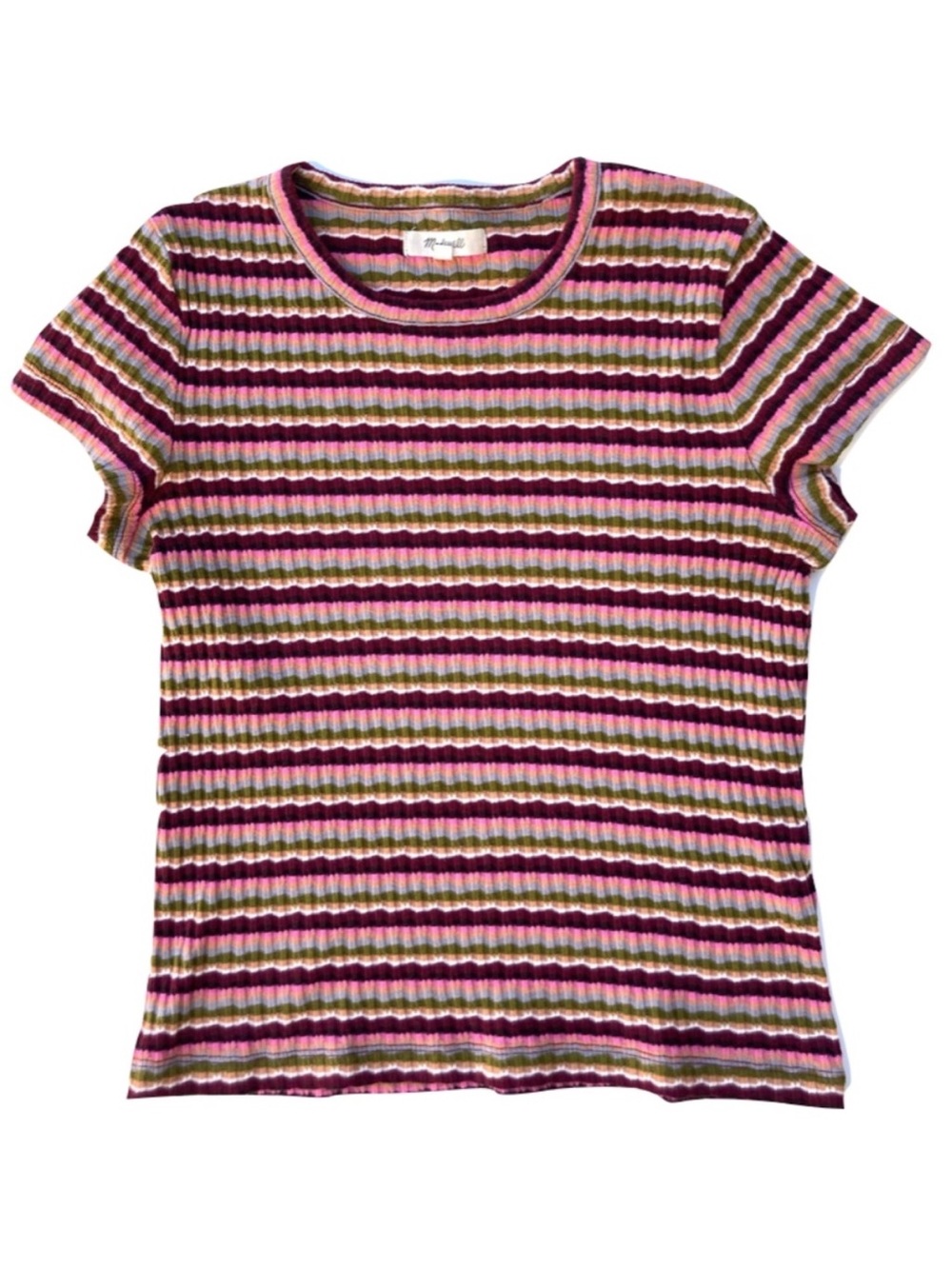Madewell Retro Baby Tee, Striped Ribbed Knit, EUC!